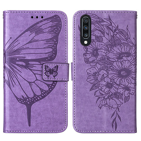 Custodia Portafoglio In Pelle Farfalla Cover con Supporto Y01B per Samsung Galaxy A50S Lavanda