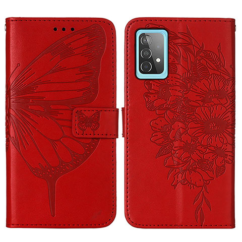 Custodia Portafoglio In Pelle Farfalla Cover con Supporto Y01B per Samsung Galaxy A52 4G Rosso