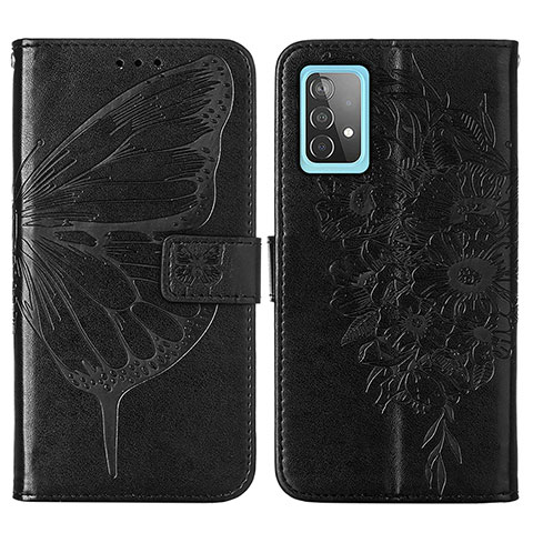 Custodia Portafoglio In Pelle Farfalla Cover con Supporto Y01B per Samsung Galaxy A52s 5G Nero