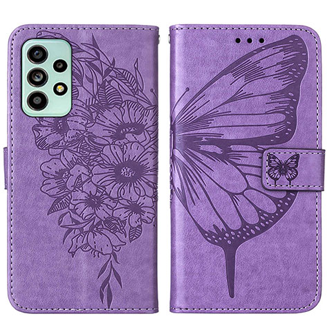 Custodia Portafoglio In Pelle Farfalla Cover con Supporto Y01B per Samsung Galaxy A53 5G Lavanda