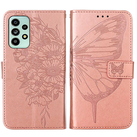 Custodia Portafoglio In Pelle Farfalla Cover con Supporto Y01B per Samsung Galaxy A53 5G Oro Rosa