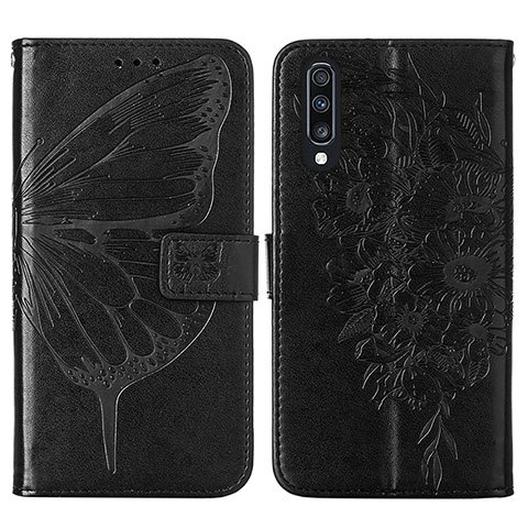 Custodia Portafoglio In Pelle Farfalla Cover con Supporto Y01B per Samsung Galaxy A70S Nero