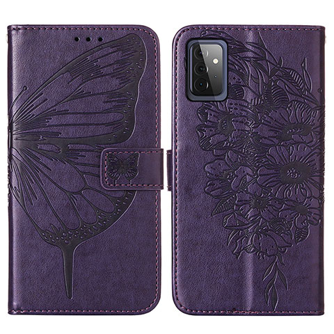 Custodia Portafoglio In Pelle Farfalla Cover con Supporto Y01B per Samsung Galaxy A72 4G Viola