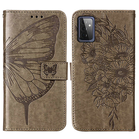 Custodia Portafoglio In Pelle Farfalla Cover con Supporto Y01B per Samsung Galaxy A72 5G Grigio