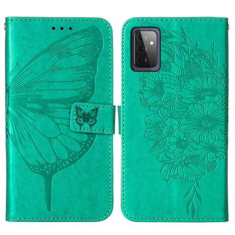 Custodia Portafoglio In Pelle Farfalla Cover con Supporto Y01B per Samsung Galaxy A72 5G Verde