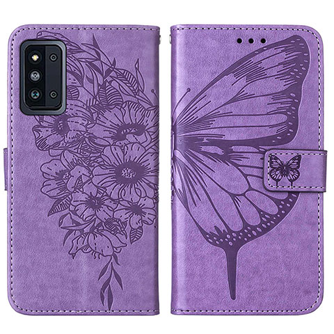 Custodia Portafoglio In Pelle Farfalla Cover con Supporto Y01B per Samsung Galaxy F52 5G Lavanda