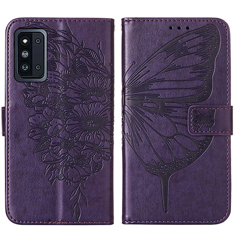 Custodia Portafoglio In Pelle Farfalla Cover con Supporto Y01B per Samsung Galaxy F52 5G Viola