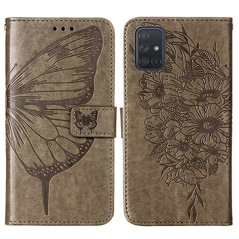 Custodia Portafoglio In Pelle Farfalla Cover con Supporto Y01B per Samsung Galaxy M40S Grigio