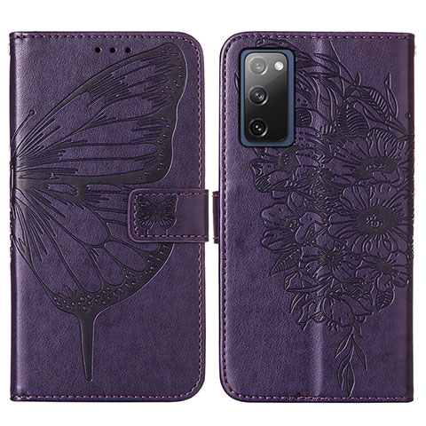 Custodia Portafoglio In Pelle Farfalla Cover con Supporto Y01B per Samsung Galaxy S20 FE (2022) 5G Viola