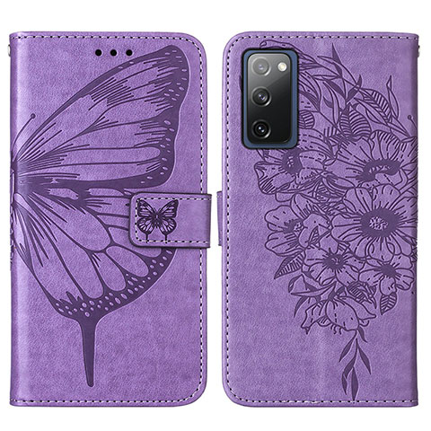 Custodia Portafoglio In Pelle Farfalla Cover con Supporto Y01B per Samsung Galaxy S20 FE 5G Lavanda