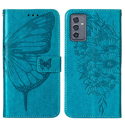 Custodia Portafoglio In Pelle Farfalla Cover con Supporto Y01B per Samsung Galaxy S23 FE 5G Blu