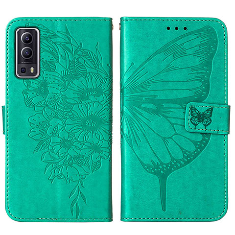 Custodia Portafoglio In Pelle Farfalla Cover con Supporto Y01B per Vivo iQOO Z3 5G Verde