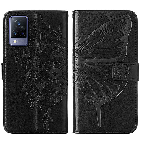 Custodia Portafoglio In Pelle Farfalla Cover con Supporto Y01B per Vivo V21s 5G Nero