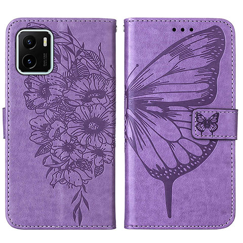 Custodia Portafoglio In Pelle Farfalla Cover con Supporto Y01B per Vivo Y01 Lavanda