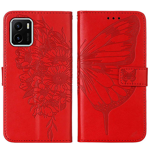 Custodia Portafoglio In Pelle Farfalla Cover con Supporto Y01B per Vivo Y10 t1 Rosso