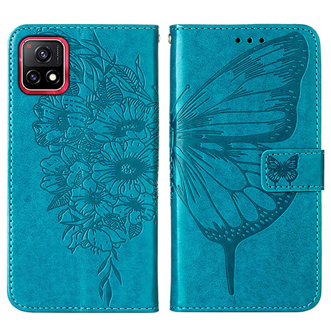 Custodia Portafoglio In Pelle Farfalla Cover con Supporto Y01B per Vivo Y31s 5G Blu