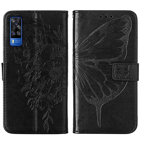 Custodia Portafoglio In Pelle Farfalla Cover con Supporto Y01B per Vivo Y53s 4G Nero