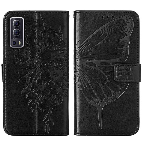 Custodia Portafoglio In Pelle Farfalla Cover con Supporto Y01B per Vivo Y72 5G Nero