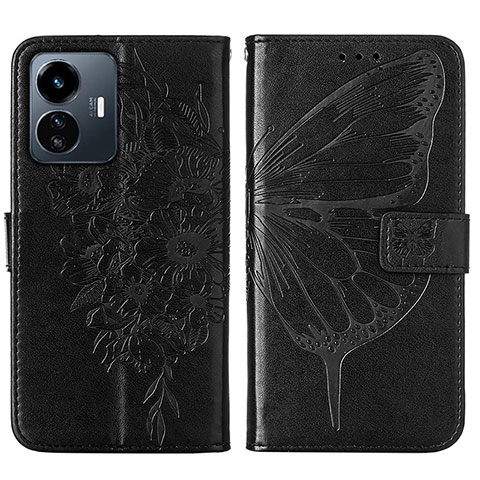 Custodia Portafoglio In Pelle Farfalla Cover con Supporto Y01B per Vivo Y77 5G Nero