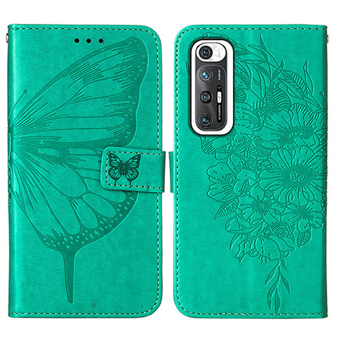 Custodia Portafoglio In Pelle Farfalla Cover con Supporto Y01B per Xiaomi Mi 10S 5G Verde