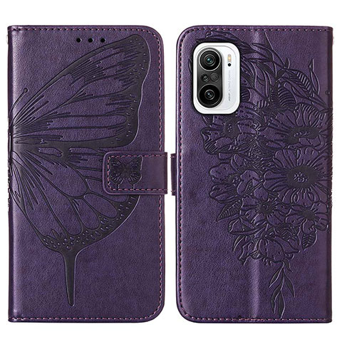 Custodia Portafoglio In Pelle Farfalla Cover con Supporto Y01B per Xiaomi Mi 11X 5G Viola