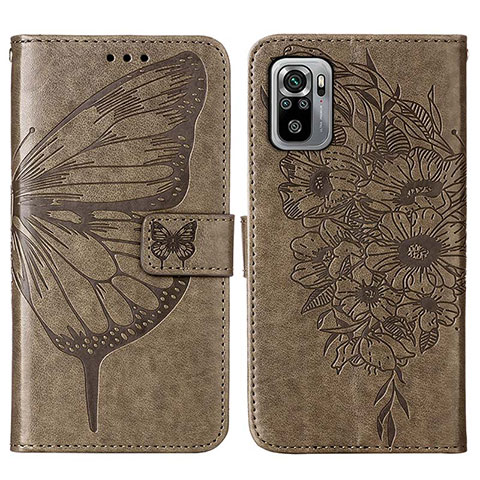 Custodia Portafoglio In Pelle Farfalla Cover con Supporto Y01B per Xiaomi Redmi Note 11 SE India 4G Grigio