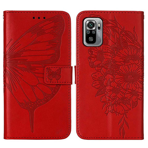 Custodia Portafoglio In Pelle Farfalla Cover con Supporto Y01B per Xiaomi Redmi Note 11 SE India 4G Rosso