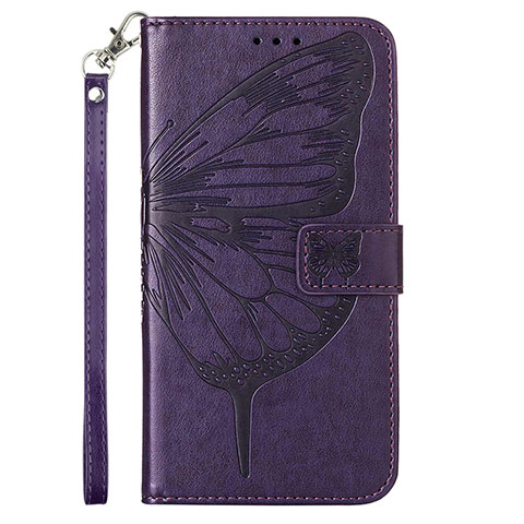 Custodia Portafoglio In Pelle Farfalla Cover con Supporto Y02B per Samsung Galaxy A03 Viola