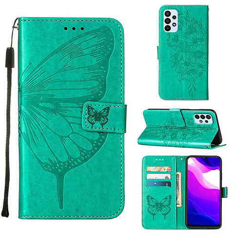 Custodia Portafoglio In Pelle Farfalla Cover con Supporto Y02B per Samsung Galaxy A23 4G Verde