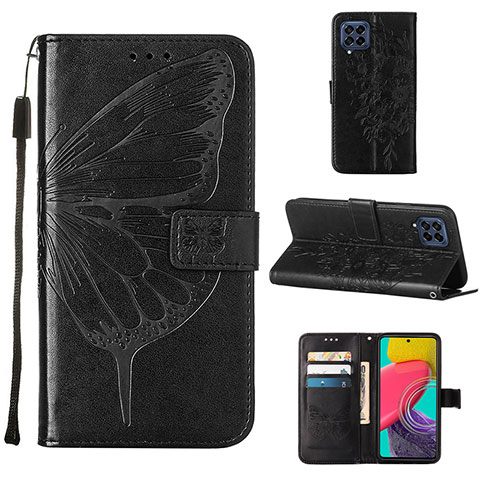 Custodia Portafoglio In Pelle Farfalla Cover con Supporto Y02B per Samsung Galaxy M53 5G Nero