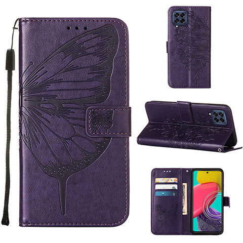 Custodia Portafoglio In Pelle Farfalla Cover con Supporto Y02B per Samsung Galaxy M53 5G Viola