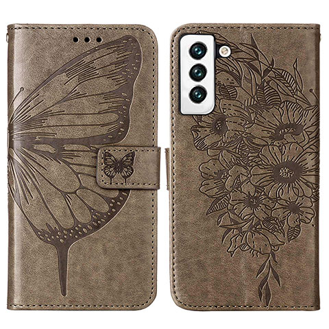 Custodia Portafoglio In Pelle Farfalla Cover con Supporto Y06B per Samsung Galaxy S21 5G Bronze