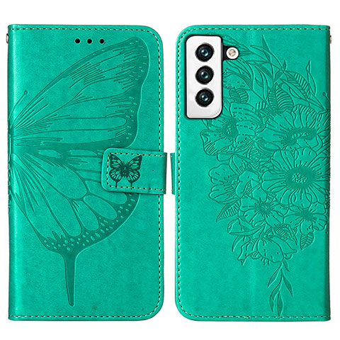 Custodia Portafoglio In Pelle Farfalla Cover con Supporto Y06B per Samsung Galaxy S25 5G Verde