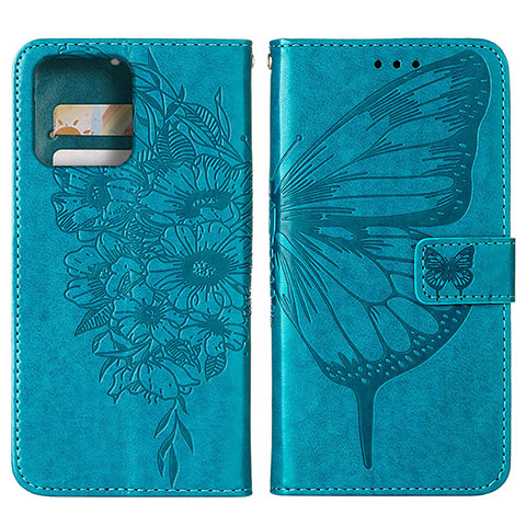 Custodia Portafoglio In Pelle Farfalla Cover con Supporto YB1 per Motorola Moto Edge Plus (2023) 5G Blu