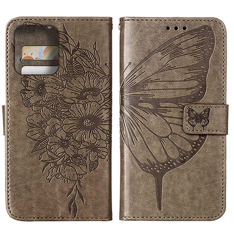 Custodia Portafoglio In Pelle Farfalla Cover con Supporto YB1 per Motorola Moto Edge Plus (2023) 5G Grigio