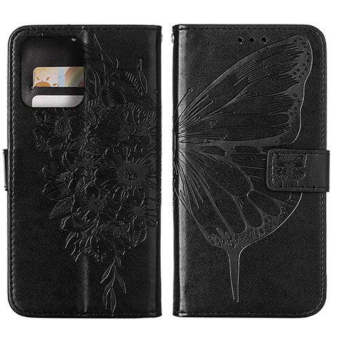 Custodia Portafoglio In Pelle Farfalla Cover con Supporto YB1 per Motorola Moto Edge Plus (2023) 5G Nero