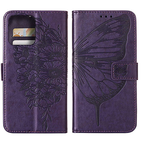 Custodia Portafoglio In Pelle Farfalla Cover con Supporto YB1 per Motorola Moto Edge Plus (2023) 5G Viola