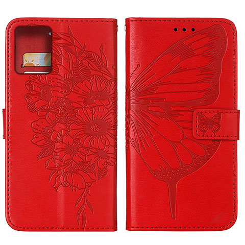 Custodia Portafoglio In Pelle Farfalla Cover con Supporto YB1 per Motorola Moto G 5G (2023) Rosso