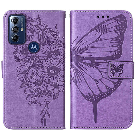 Custodia Portafoglio In Pelle Farfalla Cover con Supporto YB1 per Motorola Moto G Play Gen 2 Lavanda