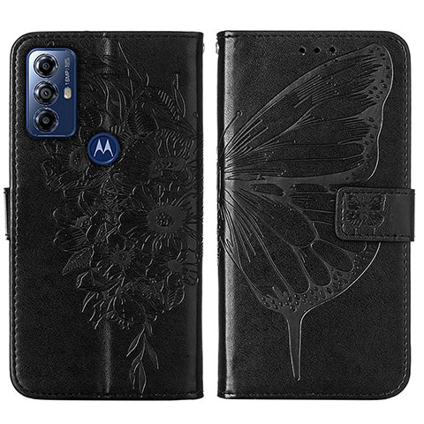 Custodia Portafoglio In Pelle Farfalla Cover con Supporto YB1 per Motorola Moto G Power (2022) Nero