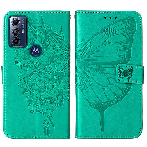 Custodia Portafoglio In Pelle Farfalla Cover con Supporto YB1 per Motorola Moto G Power (2022) Verde