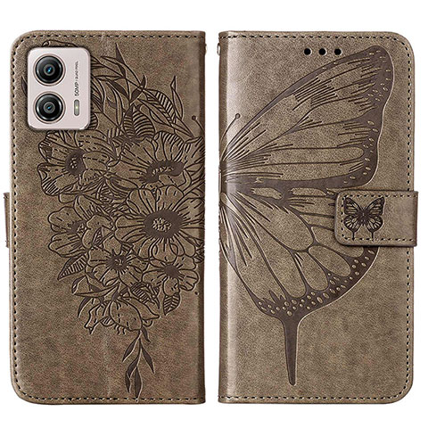 Custodia Portafoglio In Pelle Farfalla Cover con Supporto YB1 per Motorola Moto G53 5G Grigio