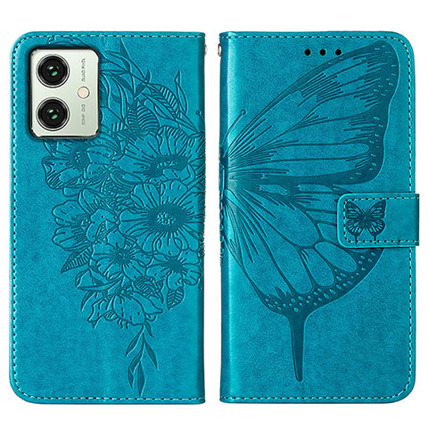 Custodia Portafoglio In Pelle Farfalla Cover con Supporto YB1 per Motorola Moto G54 5G Blu