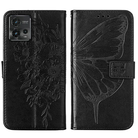 Custodia Portafoglio In Pelle Farfalla Cover con Supporto YB1 per Motorola Moto G72 Nero