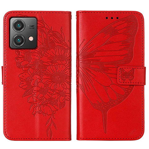 Custodia Portafoglio In Pelle Farfalla Cover con Supporto YB1 per Motorola Moto G84 5G Rosso