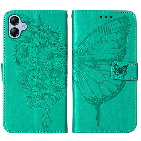 Custodia Portafoglio In Pelle Farfalla Cover con Supporto YB1 per Samsung Galaxy A04 4G Verde