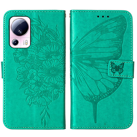 Custodia Portafoglio In Pelle Farfalla Cover con Supporto YB1 per Xiaomi Civi 2 5G Verde