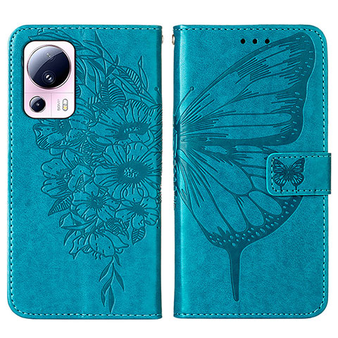 Custodia Portafoglio In Pelle Farfalla Cover con Supporto YB1 per Xiaomi Mi 12 Lite NE 5G Blu