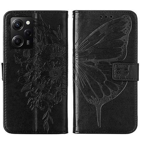 Custodia Portafoglio In Pelle Farfalla Cover con Supporto YB1 per Xiaomi Poco X5 Pro 5G Nero