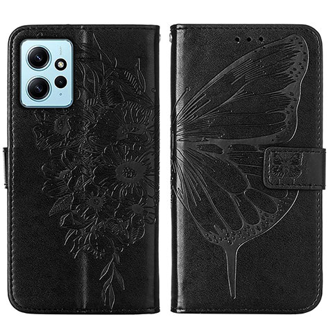 Custodia Portafoglio In Pelle Farfalla Cover con Supporto YB1 per Xiaomi Redmi Note 12 4G Nero